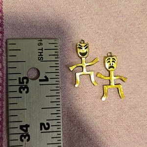 Gold Tone Theatrical Mask Dangle Charms/Earrings - Set of 2